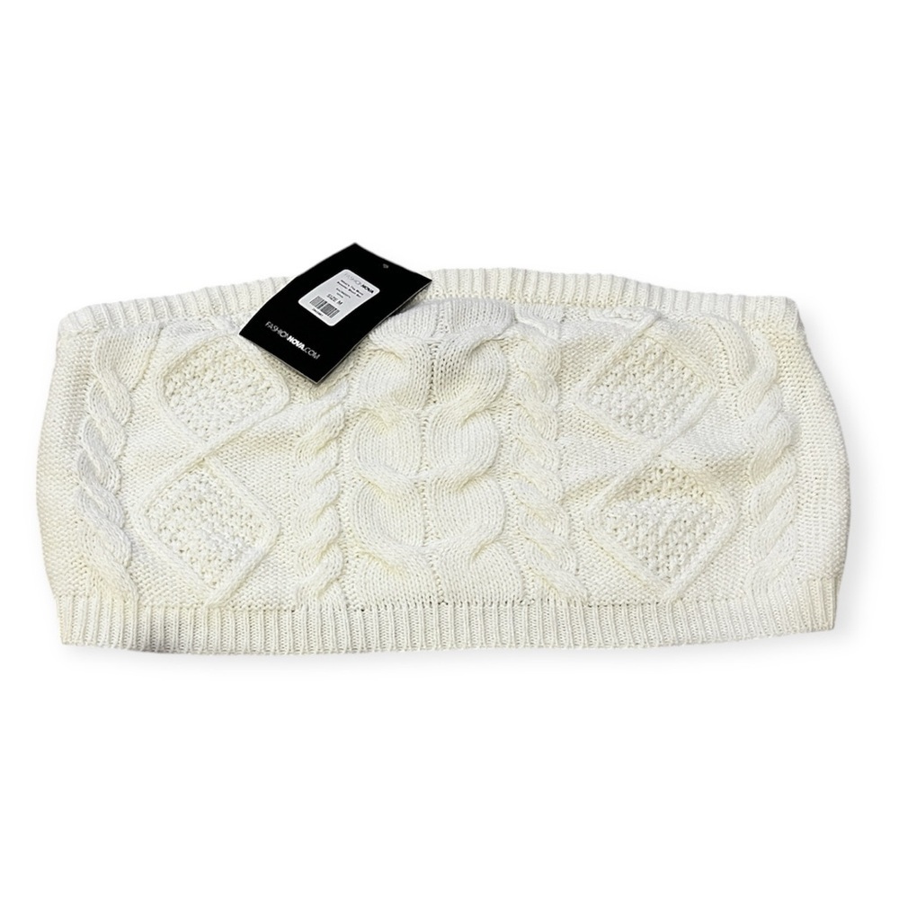 NTW FASHION NOVA Cable Knit Cropped Tube Top- Size M